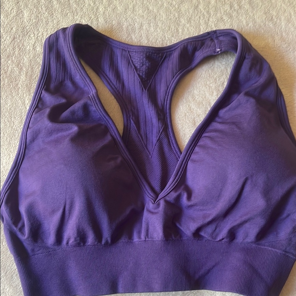 Purple Racerback Sports Bra with Molded Cups